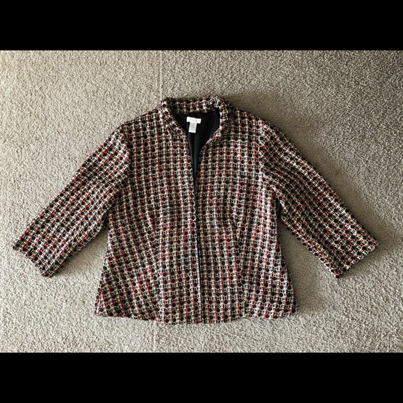 Chico’s Chenille Tweed Cropped blazer size L (size 2) Classic Workwear casual - Picture 9 of 12